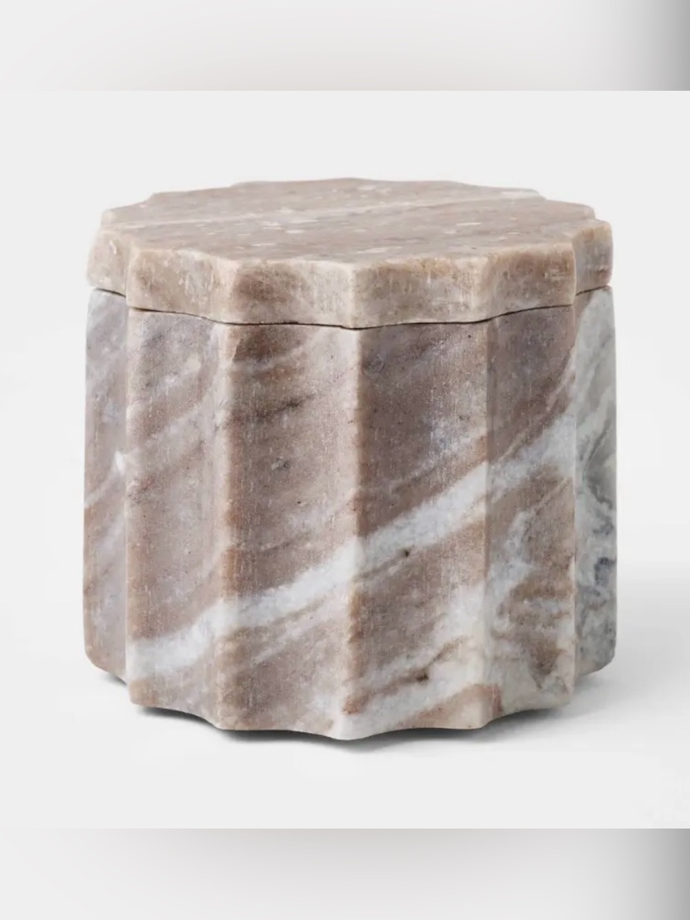 Studio McGee Threshold Fluted Marble Lidded Box Container